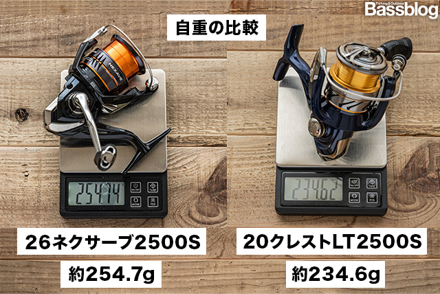 26ネクサーブと20クレストの重量を実測で比較。